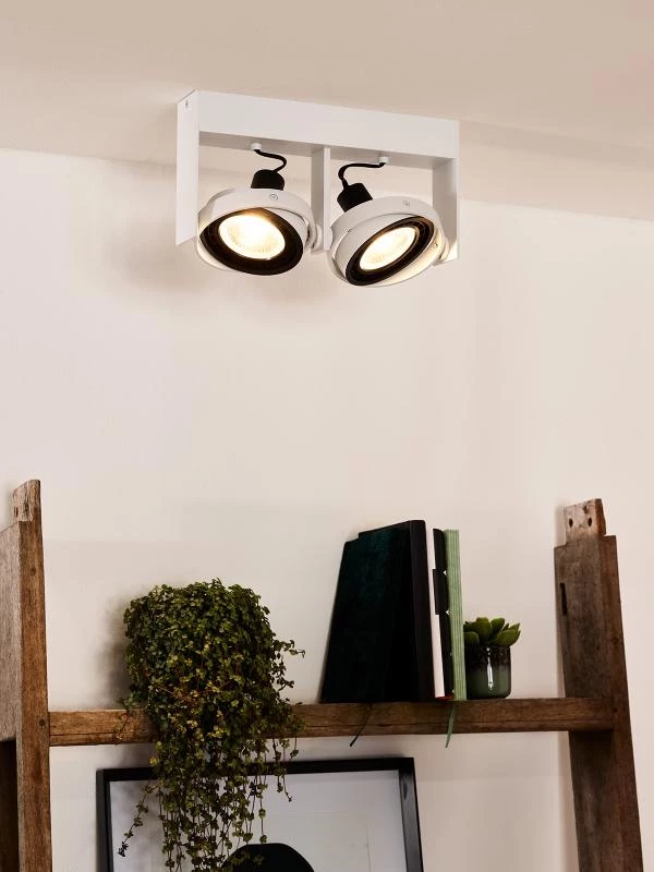 Lucide GRIFFON - Ceiling spotlight - LED Dim to warm - GU10 (ES111) - 2x12W 2200K/3000K - White - atmosphere 1